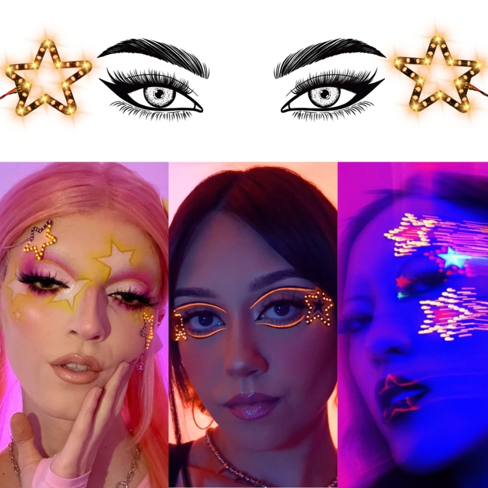 NEON COWBOYS Stars LED Face Jewelry